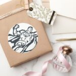 Superman Flies Right Classic Round Sticker