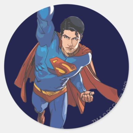 Superman Flying Forward Classic Round Sticker