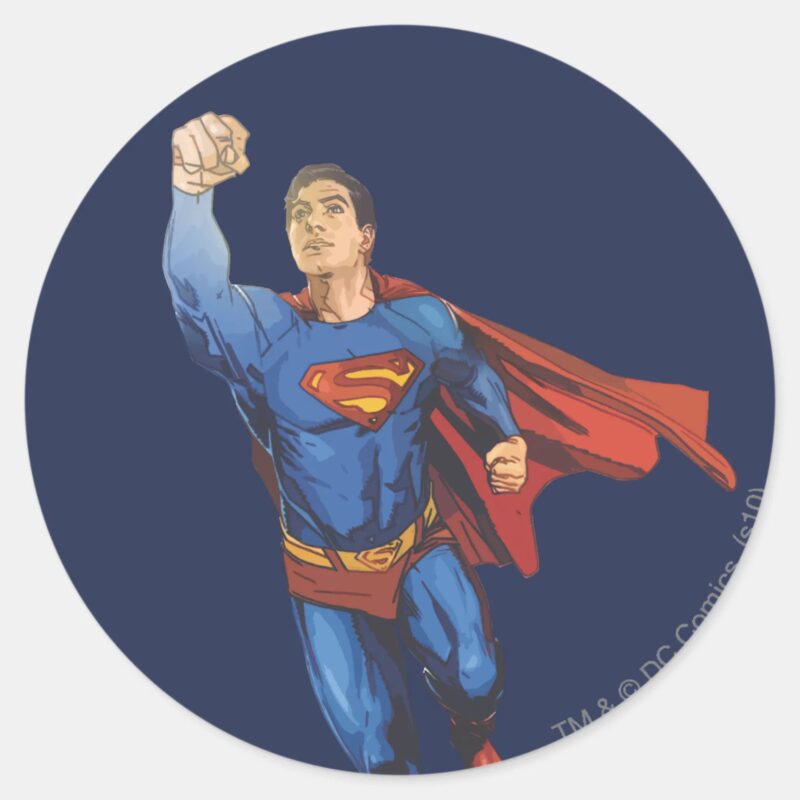 Superman Flying Left Classic Round Sticker