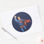 Superman Flying Left Classic Round Sticker