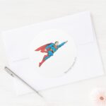 Superman Flying Right Classic Round Sticker