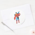 Superman From Behind Classic Round Sticker