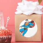 Superman Lands Lightly 2 Classic Round Sticker