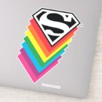 Superman Layered Rainbow Logo Sticker