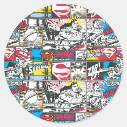 Superman Logo Pattern 2 Classic Round Sticker