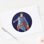 Superman Looking Down Classic Round Sticker