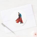 Superman Looks Front Classic Round Sticker