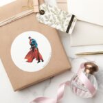 Superman Looks Front Classic Round Sticker