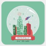 Superman Metropolis Snow Globe Graphic Square Sticker