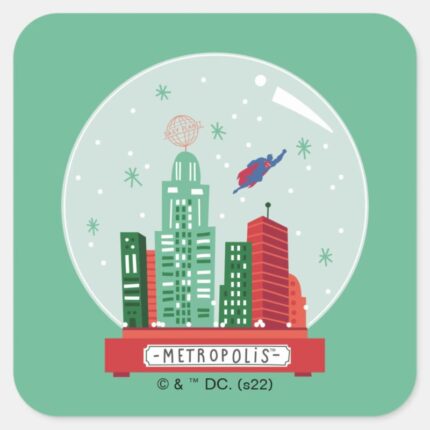 Superman Metropolis Snow Globe Graphic Square Sticker
