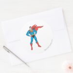 Superman Posing Classic Round Sticker