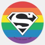Superman Rainbow Logo Classic Round Sticker