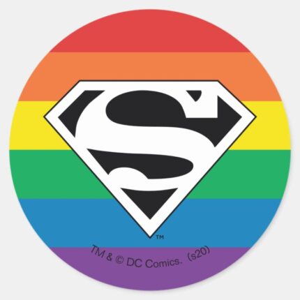 Superman Rainbow Logo Classic Round Sticker