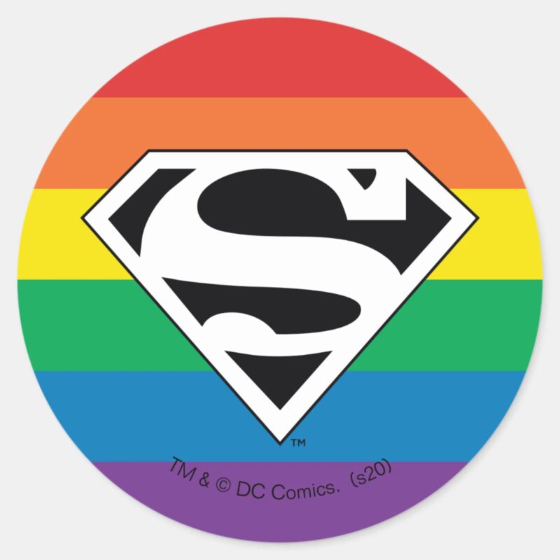 Superman Rainbow Logo Classic Round Sticker Superman Rainbow Logo Classic Round Sticker