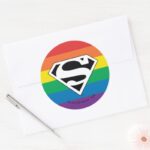 Superman Rainbow Logo Classic Round Sticker