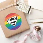 Superman Rainbow Logo Classic Round Sticker