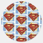 Superman Red And Blue Pattern Classic Round Sticker