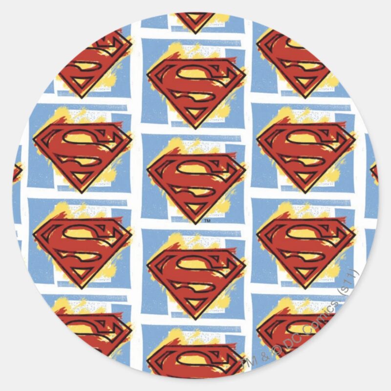 Superman Red And Blue Pattern Classic Round Sticker