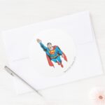 Superman Right Arm Raised Classic Round Sticker