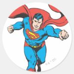 Superman Runs Forward 2 Classic Round Sticker