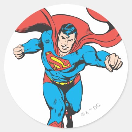 Superman Runs Forward 2 Classic Round Sticker