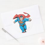 Superman Runs Forward 2 Classic Round Sticker