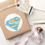 Superman S Shield Blue And Orange Logo Classic Round Sticker