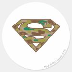 Superman S Shield Camouflage Logo Classic Round Sticker