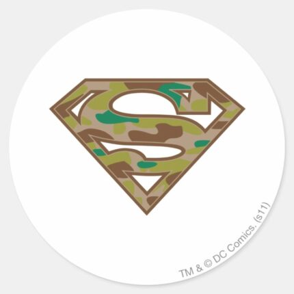 Superman S Shield Camouflage Logo Classic Round Sticker