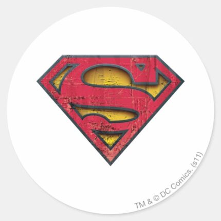 Superman S Shield Distressed Logo Classic Round Sticker