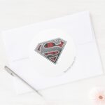 Superman S Shield Gray And Red City Logo Classic Round Sticker