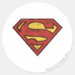 Superman S Shield Grunge Logo Classic Round Sticker