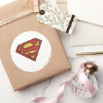 Superman S Shield Grunge Logo Classic Round Sticker