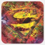Superman S Shield Grunge Logo Square Sticker