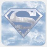 Superman S Shield Light Blue City Logo Square Sticker
