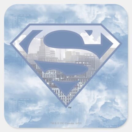Superman S Shield Light Blue City Logo Square Sticker