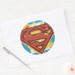 Superman S Shield Painted Blue Background Logo Classic Round Sticker