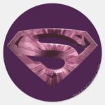 Superman S Shield Pink Star Burst Logo Classic Round Sticker