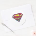 Superman S Shield Printed Logo Classic Round Sticker