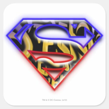 Superman S Shield Purple Red Graffiti Logo Square Sticker