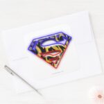 Superman S Shield Purple Red Graffiti Logo Square Sticker