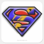 Superman S Shield Purple Airbrush Logo Square Sticker