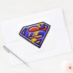 Superman S Shield Purple Airbrush Logo Square Sticker