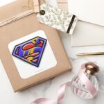 Superman S Shield Purple Airbrush Logo Square Sticker