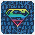 Superman S Shield Rainbow Logo Square Sticker