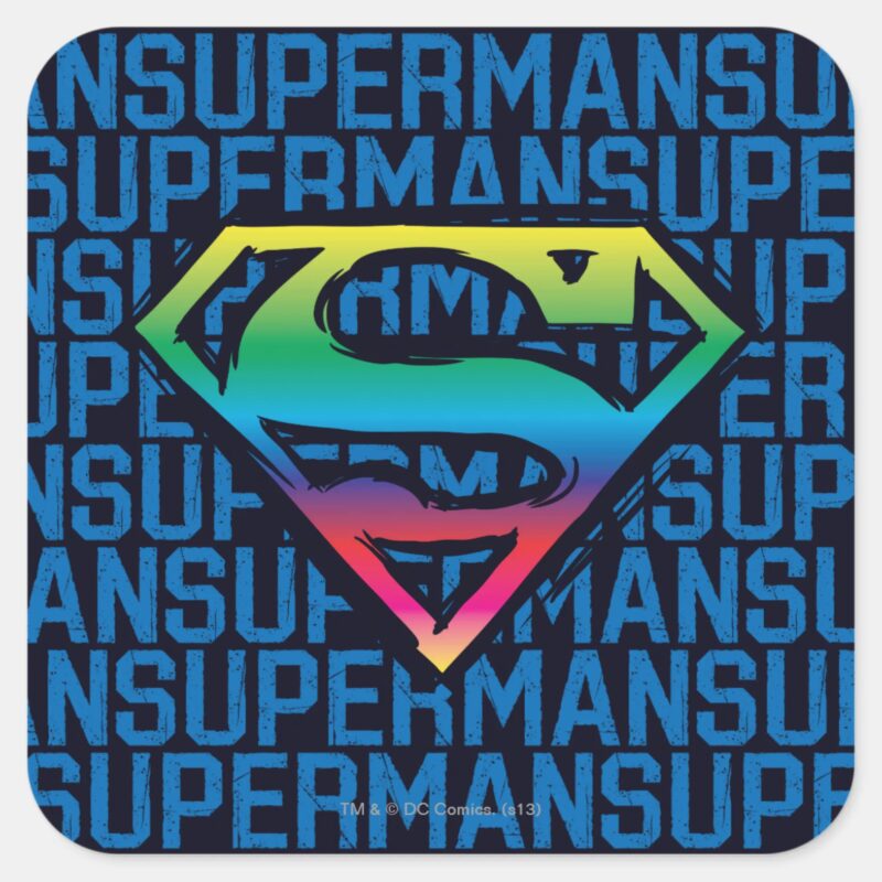 Superman S Shield Rainbow Logo Square Sticker