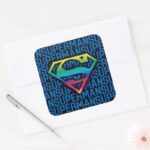Superman S Shield Rainbow Logo Square Sticker
