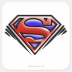 Superman S Shield Red Airbrush Logo Square Sticker
