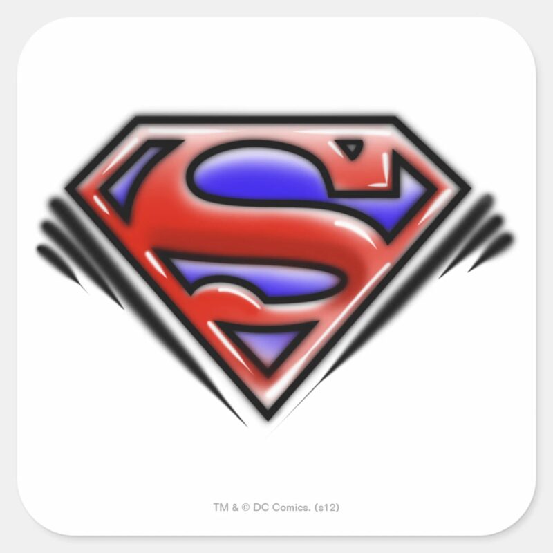 Superman S Shield Red Airbrush Logo Square Sticker