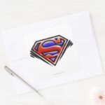 Superman S Shield Red Airbrush Logo Square Sticker